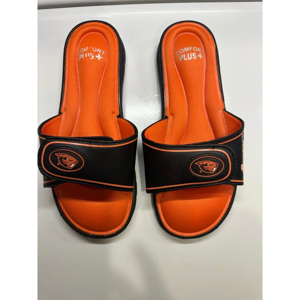Oregon State Beavers Comfort Plus Slide Sandals Orange Black Youth‎ Size 5/6